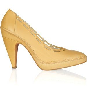 MARNI Cutout Leather Pumps Nude Pointed Toe Platform Heels Shoes Women's 35.5 5